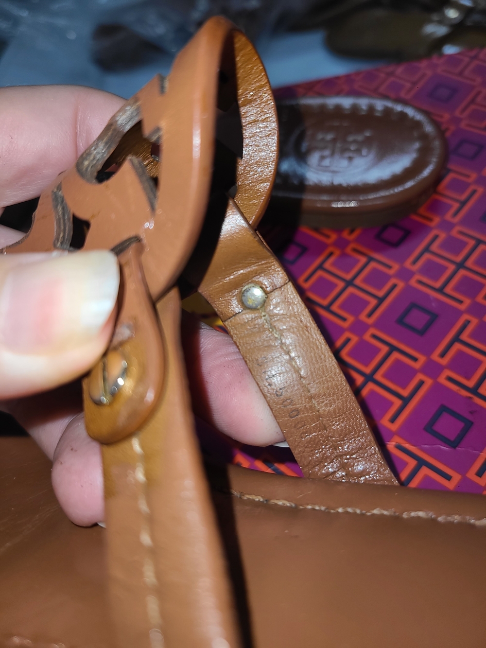 Tory Burch Miller Designer Brown Leather Thong Flip Flop Sandals 6.5 - Picture 5 of 10